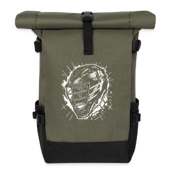 Lacrosse Helmet Drawing - Roll Top Backpack - olive/black - Front