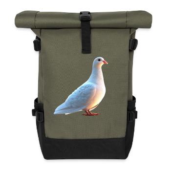 Taube Weiß Stadttaube Ringeltaube Weiße Tauben - Rolltop Rucksack - Olive/Schwarz - Vorne