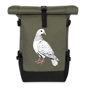 Taube Weiß Stadttaube Ringeltaube Weiße Tauben - Rolltop Rucksack - Olive/Schwarz - Vorne