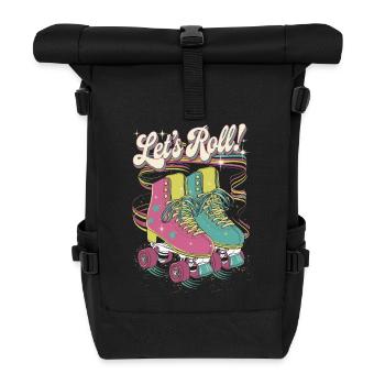Let's Roll Buntes Retro-Rollschuh-Design - Rolltop Rucksack - Schwarz - Vorne