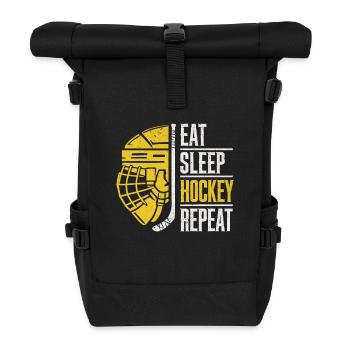Hockey Hockey Players Eat Sleep Hockey Repeat - Roll Top Backpack - black - Front