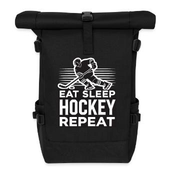 hockey sur glace les joueurs de hockey sur glace mangent dorment hockey répéter - Sac à dos roll top - noir - Devant