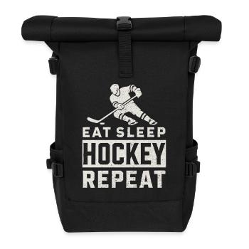 hockey sur glace les joueurs de hockey sur glace mangent dorment hockey répéter - Sac à dos roll top - noir - Devant