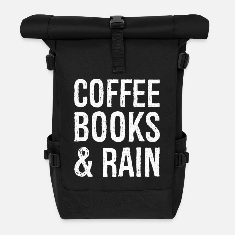 coffee books rain - Rolltop Rucksack - Schwarz