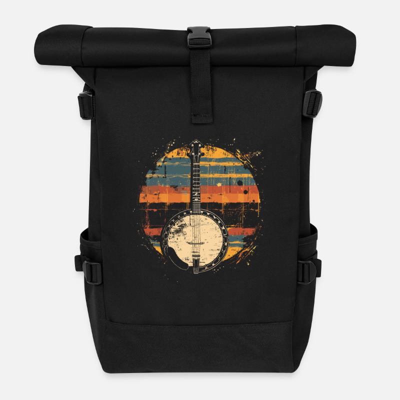 Banjo Synthwave - Rolltop Rucksack - Schwarz