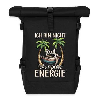 Faultier Langschläfer Müde, Ich bin nicht faul - Rolltop Rucksack - Schwarz - Vorne