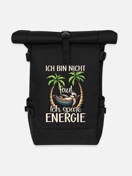 Faultier Langschläfer Müde, Ich bin nicht faul - Rolltop Rucksack - Schwarz