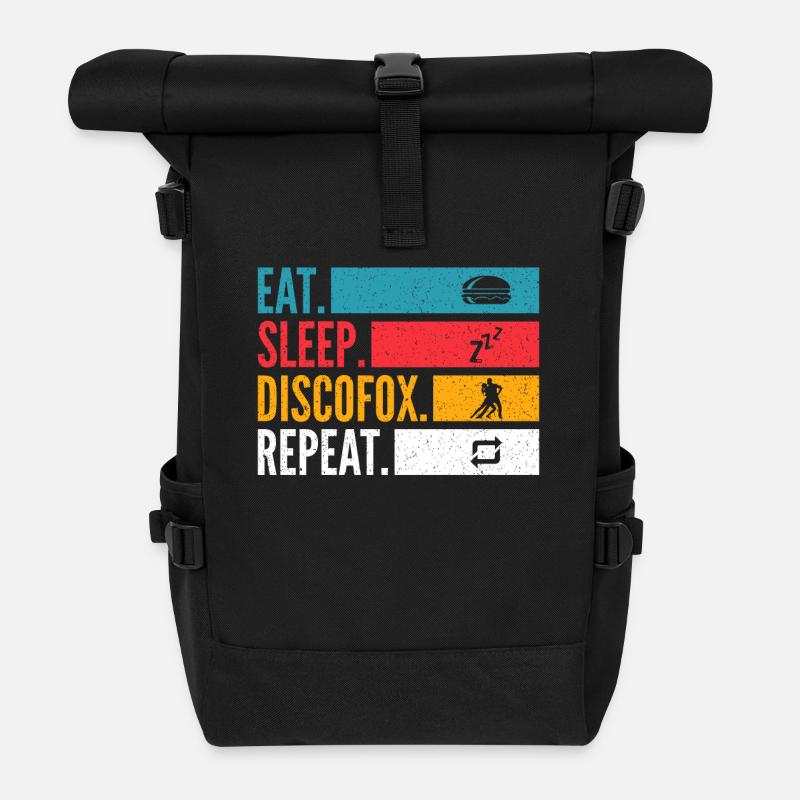 Eat Sleep Discofox Repeat für Tänzer - Rolltop Rucksack - Schwarz