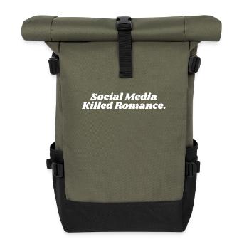 SOCIAL MEDIA KILLED ROMANCE - Rolltop Rucksack - Olive/Schwarz - Vorne