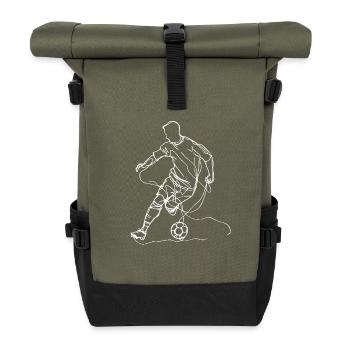 Fußballer Skizze - Rolltop Rucksack - Olive/Schwarz - Vorne