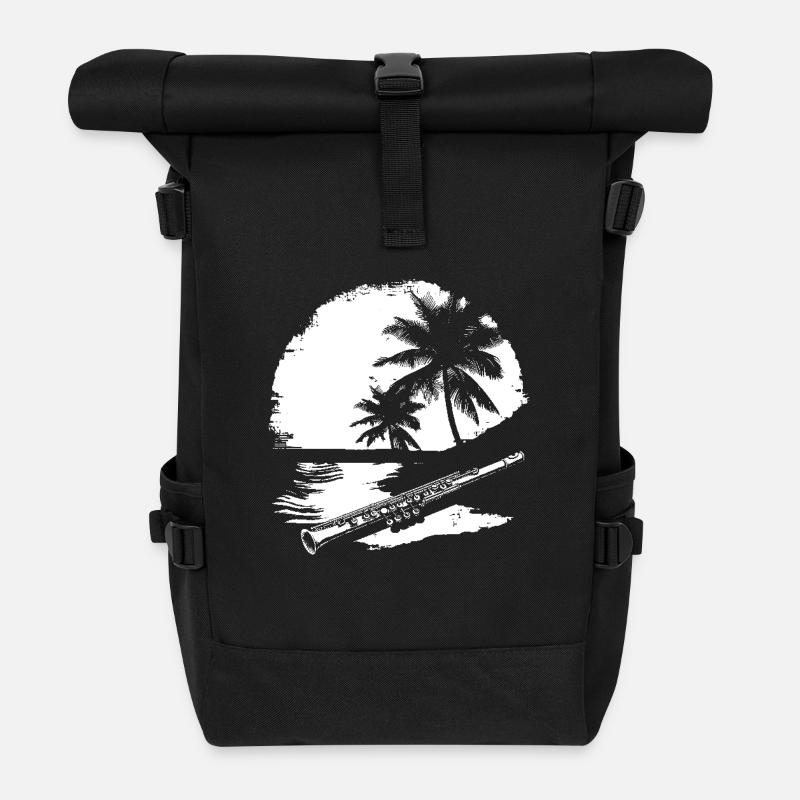 Flöte Grafik - Rolltop Rucksack - Schwarz