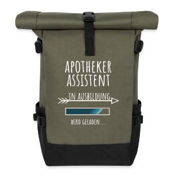 Apothekerassistent Ausbildung Beruf Geschenk - Rolltop Rucksack - Olive/Schwarz - Vorne