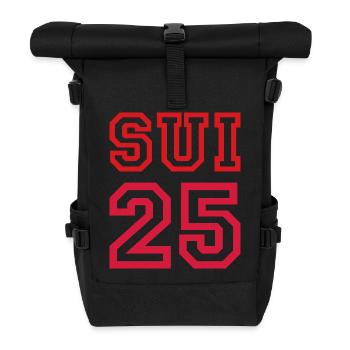 SUISSE Switzerland 2025 - Roll Top Backpack - black - Front