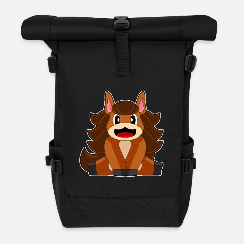Pferd lange Haare - Rolltop Rucksack - Schwarz