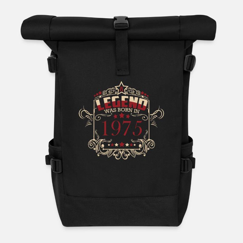 Geburtstag Legende 1975 Vintage Stil - Rolltop Rucksack - Schwarz
