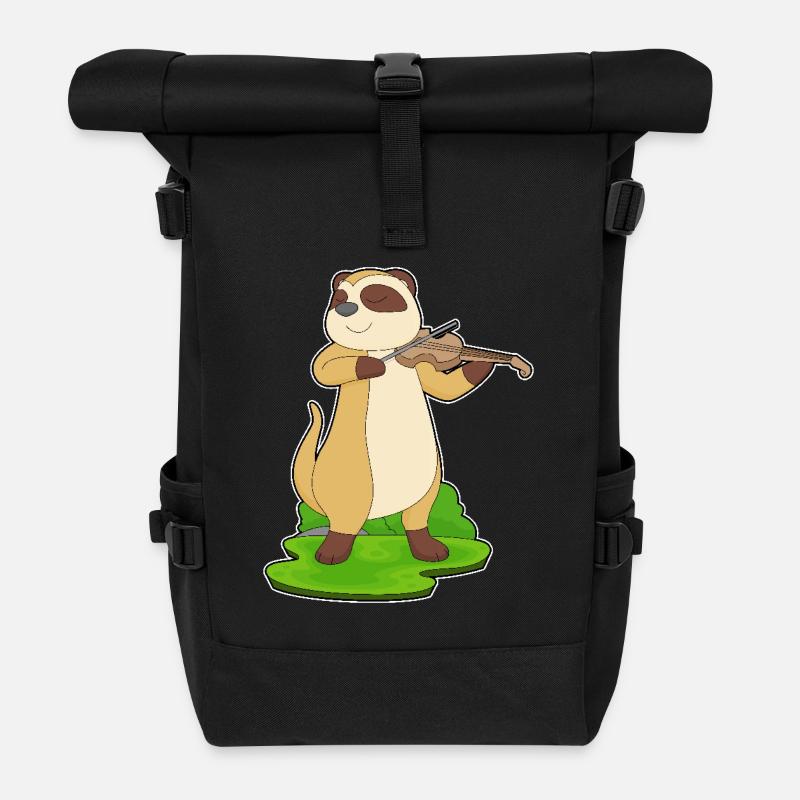 Erdmännchen Musiker Geige - Rolltop Rucksack - Schwarz