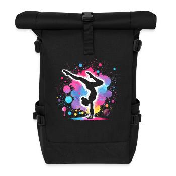 Turnen Gymnastik Turnerin Akrobatik Bodenturnen - Rolltop Rucksack - Schwarz - Vorne