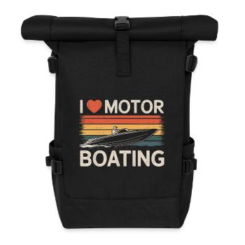 I love motor boaiting | Boot | Motorboot - Rolltop Rucksack - Schwarz - Vorne