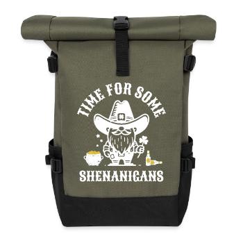 St. Patrick's Time For Some Shenanigans Clover - Roll Top Backpack - olive/black - Front