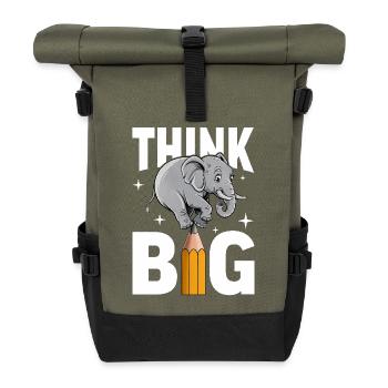 Think Big Elephant Penseurs, rêveurs et visionnaires - Sac à dos roll top - olive/noir - Devant