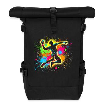 Handball handball players, colorful handball players - Roll Top Backpack - black - Front