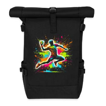 Handball handball players, colorful handball players - Roll Top Backpack - black - Front