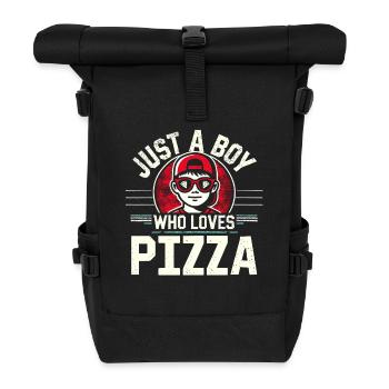 Pizza, juste un garçon qui aime la pizza - Sac à dos roll top - noir - Devant