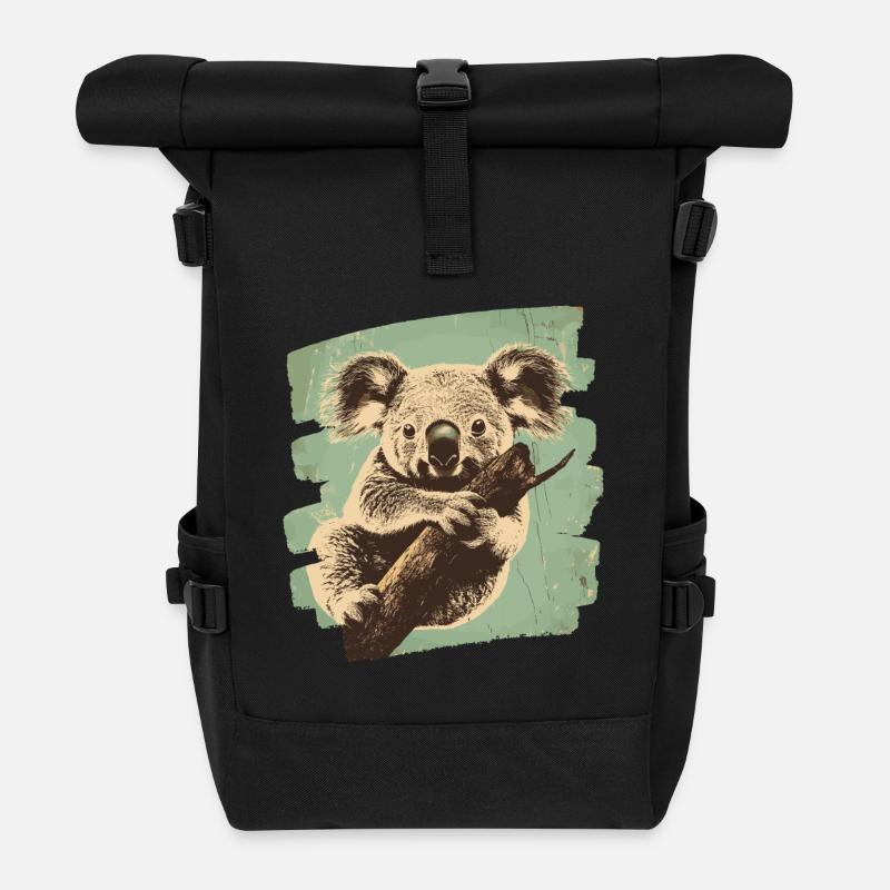 Koala Bär - Rolltop Rucksack - Schwarz