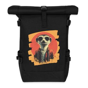 Erdmännchen Retro - Rolltop Rucksack - Schwarz - Vorne