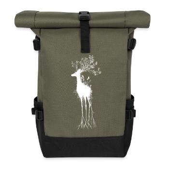 Overgrown Roots Deer Gothic Dark Fantasy Nature - Roll Top Backpack - olive/black - Front