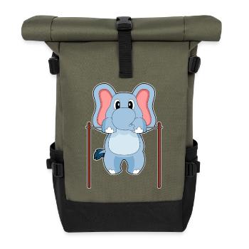 Elefant Bodybuilder Klimmzüge Bodybuilding - Rolltop Rucksack - Olive/Schwarz - Vorne
