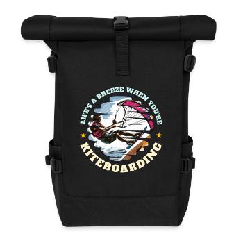Kiteboarding Life's A Breeze When Water Sports - Rolltop Rucksack - Schwarz - Vorne
