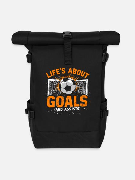 Fußball, Fußballer, Fussballspieler Junge - Rolltop Rucksack - Schwarz