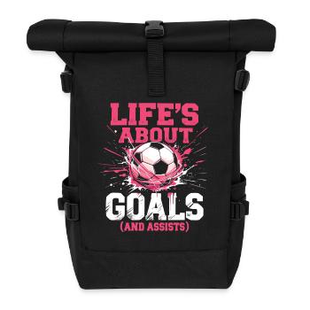 football, joueur de football, joueur de football fille - Sac à dos roll top - noir - Devant