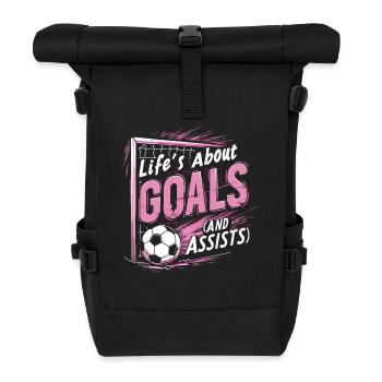 football, joueur de football, joueur de football fille - Sac à dos roll top - noir - Devant