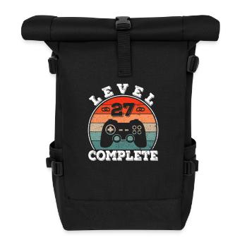 27th Wedding Anniversary 27 Years Marriage Married Gamer - Roll Top Backpack - black - Front