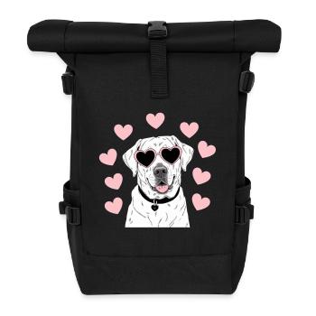 Cute Labrador with Hearts |Dog lover - Roll Top Backpack - black - Front