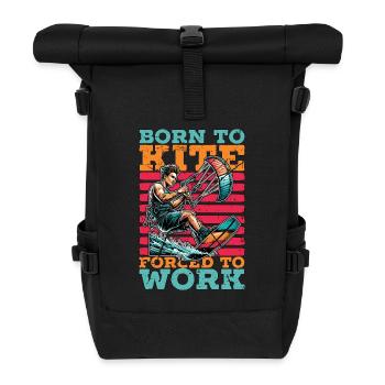 Kiteboarding Born To Kite Forced To Work Kitesurf - Roll Top Backpack - black - Front