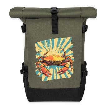 Crab Retro - Roll Top Backpack - olive/black - Front
