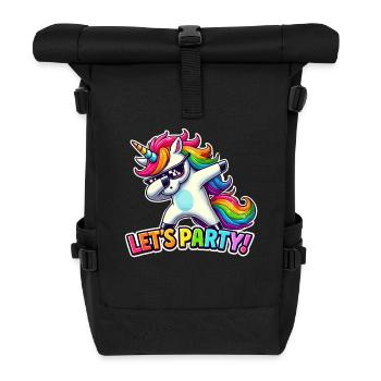 Party Outfit, Partyurlaub, Einhorn, Let's Party - Rolltop Rucksack - Schwarz - Vorne