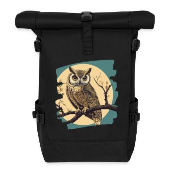 Eule - Rolltop Rucksack - Schwarz - Vorne