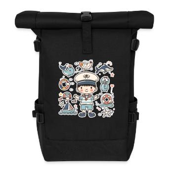 Little Sailor Cartoon Look - Roll Top Backpack - black - Front