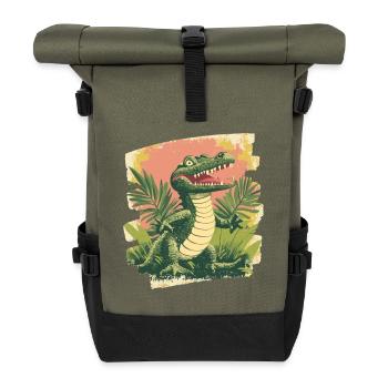 Krokodil - Rolltop Rucksack - Olive/Schwarz - Vorne
