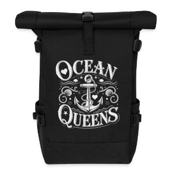 Ocean Queens | JGA Maritim & Anker-Look - Rolltop Rucksack - Schwarz - Vorne