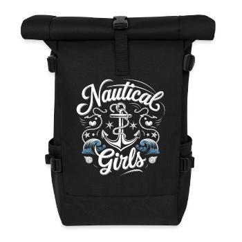 Nautical Girls | JGA Maritim & Anker-Look - Rolltop Rucksack - Schwarz - Vorne
