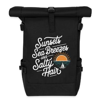 Sunsets, Sea Breezes & Salty Hair | Strand & Urlau - Rolltop Rucksack - Schwarz - Vorne