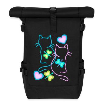 Chats Été Enfant Enfants Chaton Rétro Années 80 - Sac à dos roll top - noir - Devant