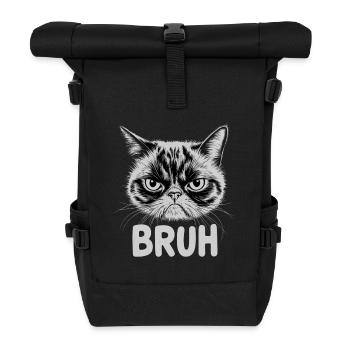 Cat says "Bruh" - Roll Top Backpack - black - Front