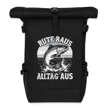 Angeln Angler Fischer Fischen Angel Spruch - Rolltop Rucksack - Schwarz - Vorne