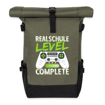 Realschule Abschluss 2025 Realschulabschluss Junge - Rolltop Rucksack - Olive/Schwarz - Vorne